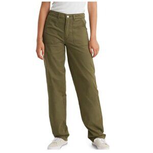 LEVI'S NEW Utility Pants Mid-Rise Straight Leg Stretch Olive Green Women 24 x 30